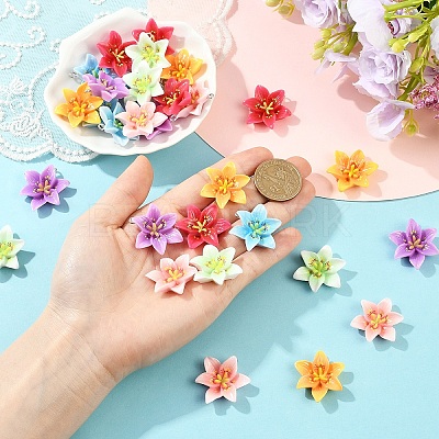 30Pcs 6 Colors Opaque Resin Pendants CRES-YW0002-84-1