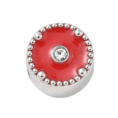 304 Stainless Steel Enamel with Rhinestone European Beads STAS-Z130-06P-1