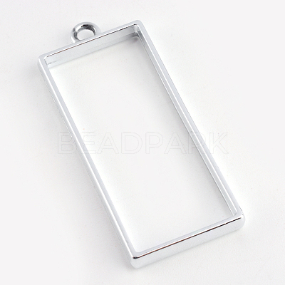 Rack Plating Alloy Rectangle Open Back Bezel Pendants LS-PALLOY-S047-11D-FF-1