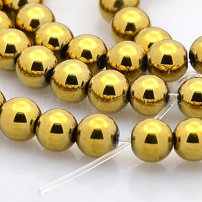 Round Non-magnetic Synthetic Hematite Beads Strands G-P061-62G-1
