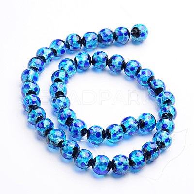 Glow in the Dark Luminous Style Handmade Silver Foil Glass Round Beads LS-FOIL-I006-10mm-02-1