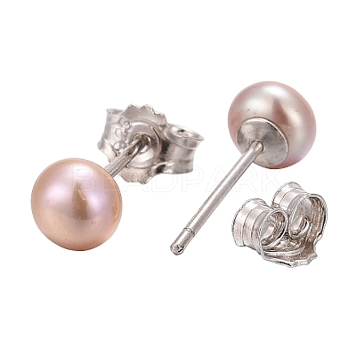 Valentine Presents for Her 925 Sterling Silver Ball Stud Earrings EJEW-D029-4.5mm-1-1