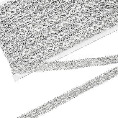 Polyester Braided Metallic Lace Trim SRIB-WH0011-180B-02-1