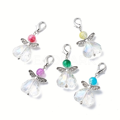Angel Acrylic & Alloy Pendant Decotrations HJEW-JM00780-S-1