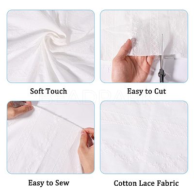 Floral Embroidered Cotton Fabric DIY-WH0786-55-1