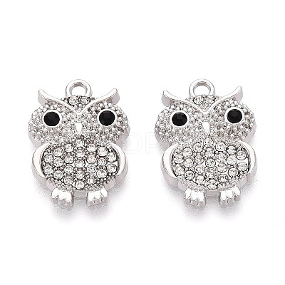 Rack Plating Alloy and Rhinestone Pendants PALLOY-T092-19P-1