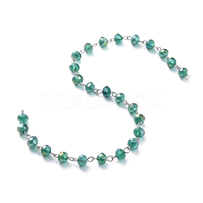 Handmade Electroplate Glass Beaded Chains AJEW-JB00529-05-1