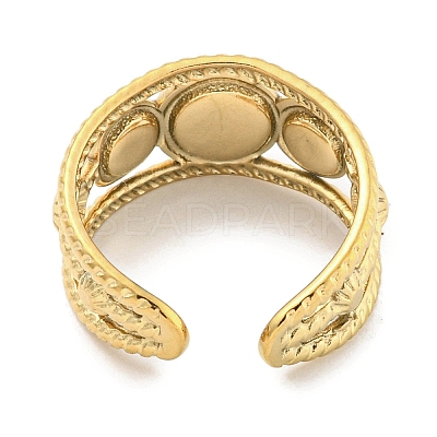 Ion Plating(IP) 304 Stainless Steel Synthetic Turquoise Cuff Rings G-Z056-06G-05-1