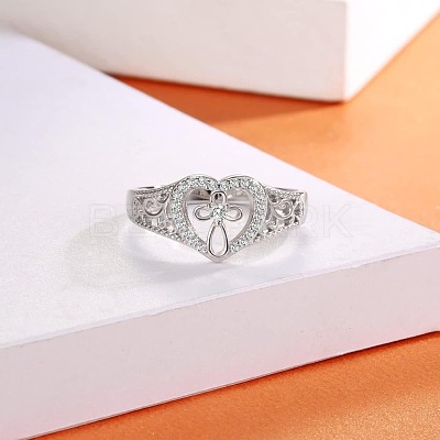 925 Sterling Silver Micro Pave Clear Cubic Zirconia Finger Rings for Women FS-WG35926-03-1