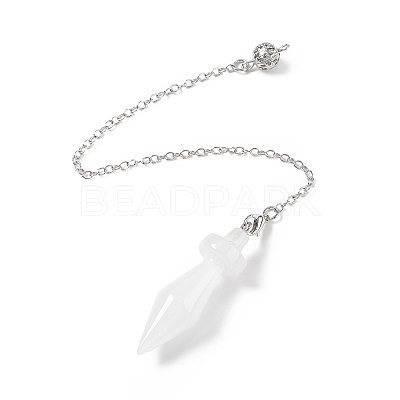 Natural Quartz Crystal Pointed Dowsing Pendulums AJEW-B020-05P-08-1