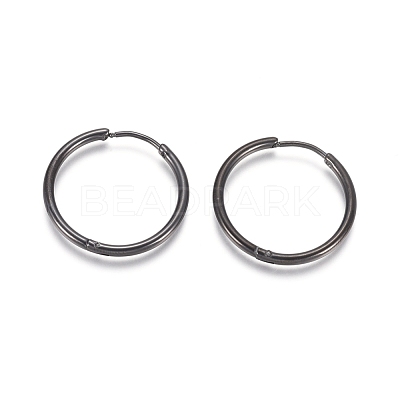 304 Stainless Steel Huggie Hoop Earrings EJEW-F111A-25mm-B-1
