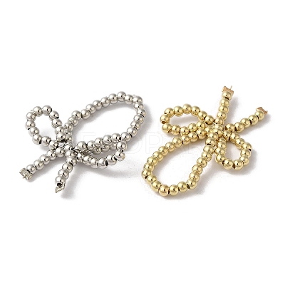Bowknot CCB Plastic Round Beads Stretch Rings for Women RJEW-S412-05A-1