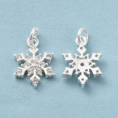 Rack Plating Brass Micro Pave Cubic Zirconia Charms X-KK-E081-15S-1