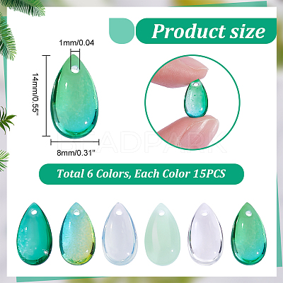 90Pcs 6 Colors Transparent Czech Glass Beads GLAA-GA0001-81-1