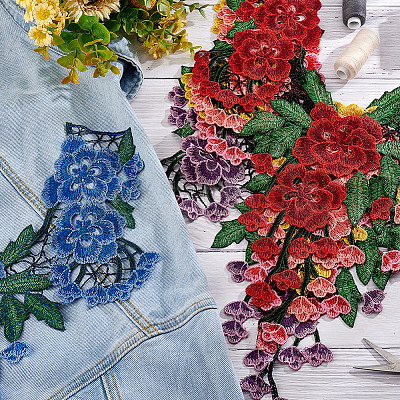 6Pcs 6 Colors Flower Pattern Computerized Embroidery Cloth Appliques PATC-HY0001-14-1