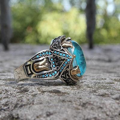 Oval Alloy with Glass Finger Rings FS-WG0E890-05-1