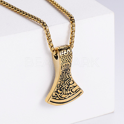 Stainless Steel Viking Axe Pendant Necklaces for Men XN5650-2-1