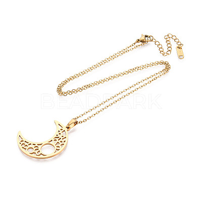 304 Stainless Steel Pendant Necklaces NJEW-T018-53G-1