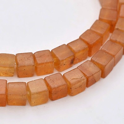 Cube Natural Red Aventurine Beads Strands G-N0154-26-1