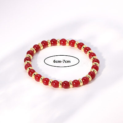 Mother's Day Natural Red Malaysia Jade Round Beads Stretch Bracelets for Women GC5847-1