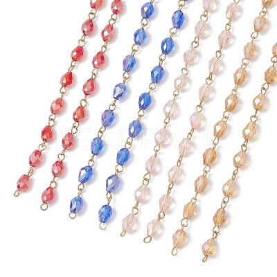 Oval Glass Beaded Link Chains AJEW-JB01471-1