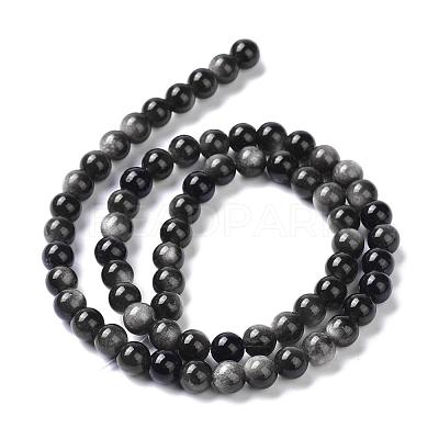 Natural Silver Obsidian Beads Strands G-D083-01D-1