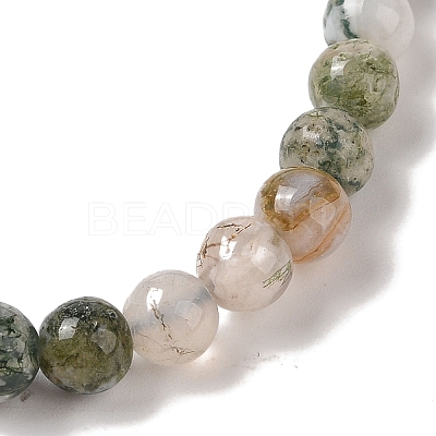 6mm Round Natural Tree Agate Braided Bead Bracelets BJEW-C067-01A-01-1