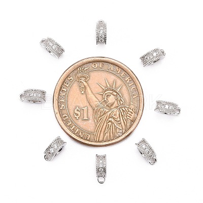 Rack Plating Brass Micro Pave Cubic Zirconia Tube Bails ZIRC-I012-05P-RS-1