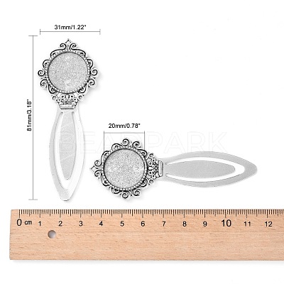 Tibetan Style Bookmark Cabochon Settings TIBE-S157-AS-NR-1