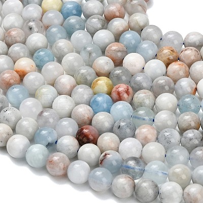 Natural Aquamarine Beads Strands G-F591-29B-8mm-1