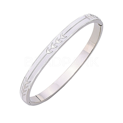 Leaf Pattern 304 Stainless Steel Hinged Bangles FS-WGBBE22-02-1