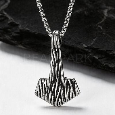 Vintage 304 Stainless Steel Viking Axe Pendant Necklaces for Men WG47AC0-01-1