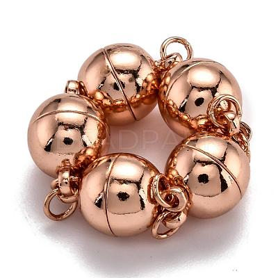 Rack Plating Brass Magnetic Clasps with Loops KK-F801-03B-RG-1