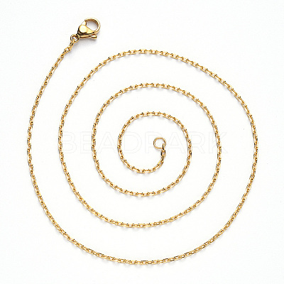 PVD Vacuum Plating 304 Stainless Steel Cable Chain Necklace NJEW-S420-008B-G-1