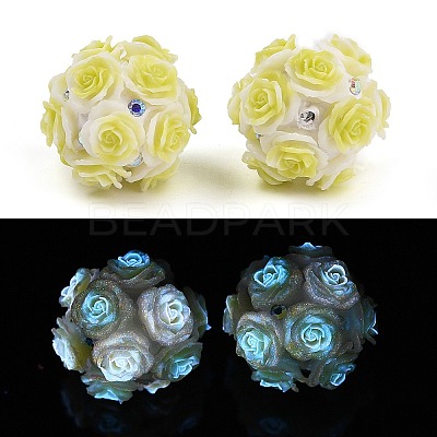 Acrylic Handmade Luminous Polymer Clay Rhinestone Beads CLAY-H003-07-1