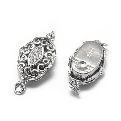 Anti-Tarnish Rhodium Plated 925 Sterling Silver Box Clasps STER-L057-010P-1