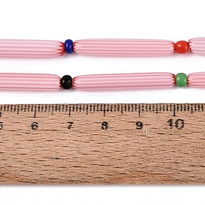 Handmade Millefiori Glass Lampwork Strip Beads Strands LA-N047-01B-1