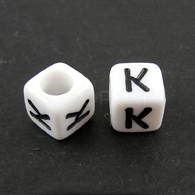 Letter Acrylic European Large Hole Beads X-OPDL-R050-10mm-K-1