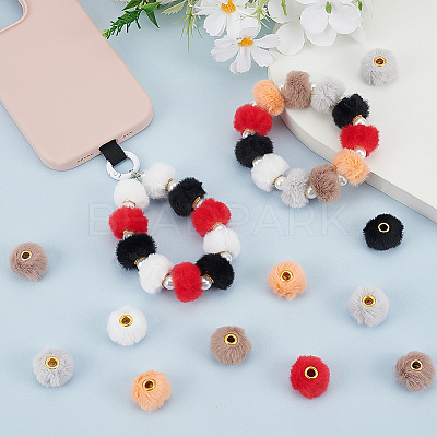60Pcs 6 Colors Imitation Mink Fur European Beads FIND-FG0004-37B-1