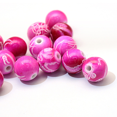 Spray Painted Drawbench Acrylic Round Beads ACRP-S657-12mm-M-1