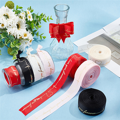 40 Yards 4 Colors Polyester Ribbon SRIB-CP0001-01-1