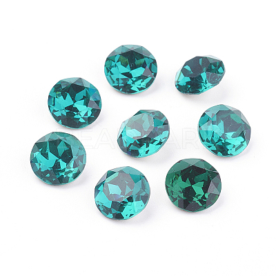 Pointed Back & Back Plated Glass Rhinestone Cabochons X-RGLA-J012-8mm-229-1