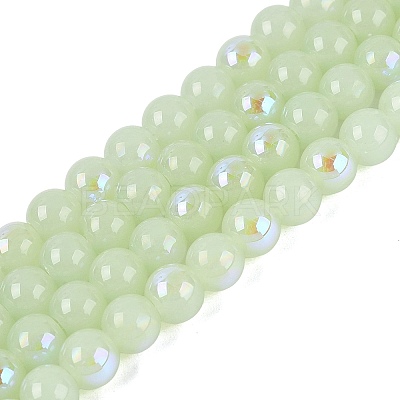 Electroplate Imitation Jade Glass Beads Strands EGLA-Q132-6MM-01B-07-1