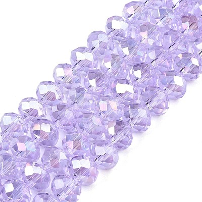 Electroplate Glass Beads Strands X-EGLA-A044-T8mm-B17-1