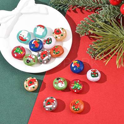 16Pcs 8 Colors Christmas Handmade Lampwork Enamel Beads LAMP-FS0001-63-1