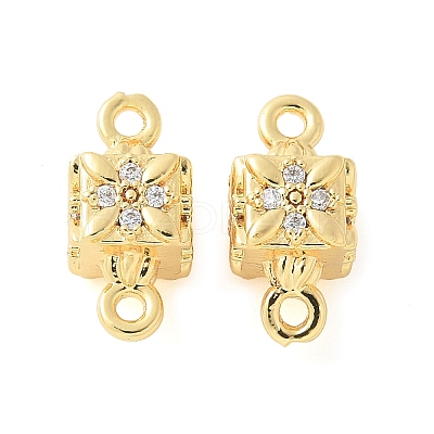 Brass Micro Pave Cubic Zirconia Connector Charms KK-U056-18G-1