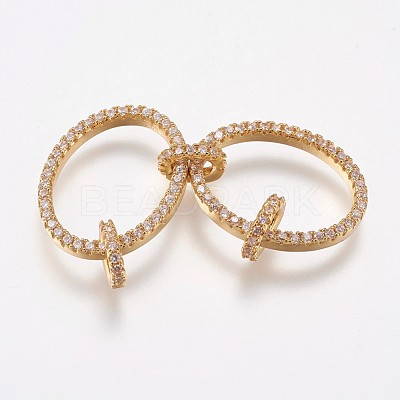 Brass Micro Pave Cubic Zirconia Links Rings KK-I614-035G-1