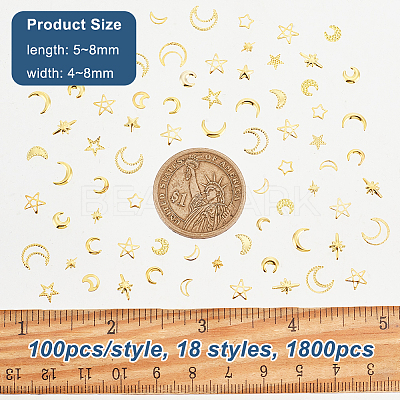 1800Pcs 18 Style Brass Cabochon MRMJ-OC0003-82-1