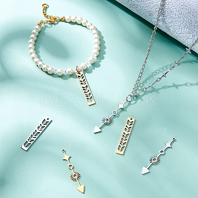 4Pcs 2 Style 201 Stainless Steel Pendants STAS-BC0003-21-1