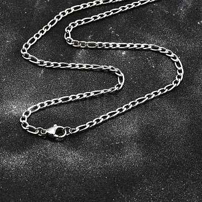 Tarnish Resistant 304 Stainless Steel Figaro Chain Necklace Making STAS-K168-03P-1